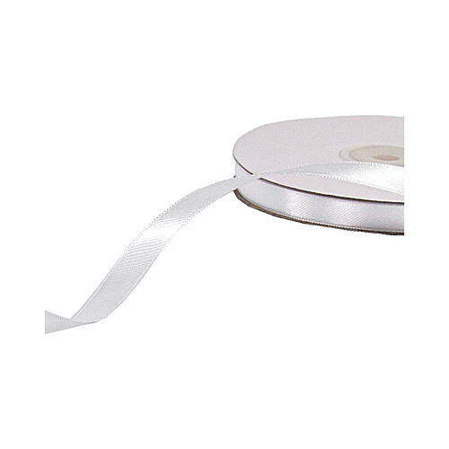 Double satin white ribbon 10 mm for favors 50 m 2