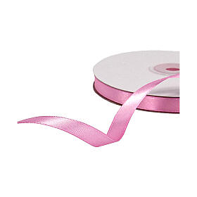 Ribbon for favours, pink double satin of 0.4 in, 55 yards