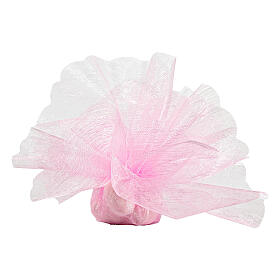 Pink organza veil for favours, 9 in diameter, set of 50