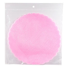 Círculo de organza cor-de-rosa para lembrancinhas diâmetro 23 cm 50 peças