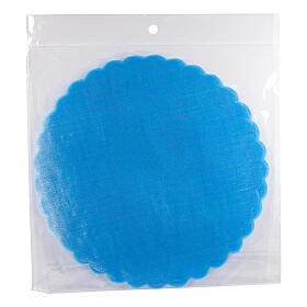 Voile organza rond bleu 23 cm diamètre pour bonbonnières 50 pcs