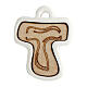 Tau-shaped favour pendant, wood and plaster, 1.2x1.2 in s1