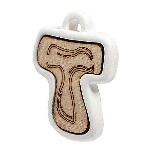Croce tau charm gesso e legno 3x3 cm 2