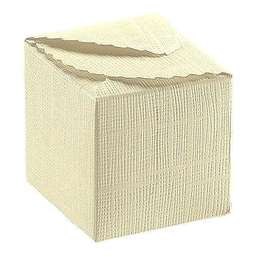 Ivory paper gift box with rustic finish 4x4 in 1