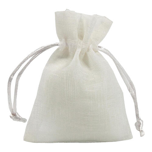 White small cloth bag for favors in organza 10x8 cm 1