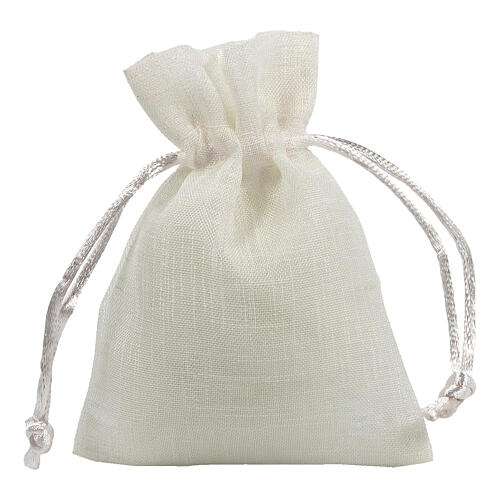 White small cloth bag for favors in organza 10x8 cm 3
