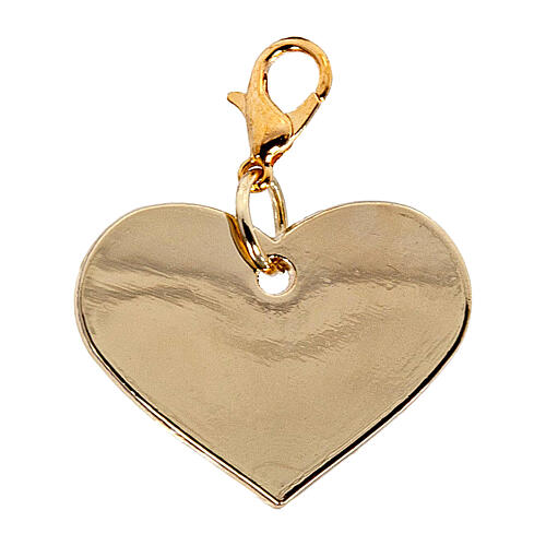 Heart-shaped charm for religious favours, golden zamak, 1x1 in 1