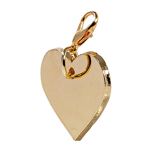Heart-shaped charm for religious favours, golden zamak, 1x1 in 2