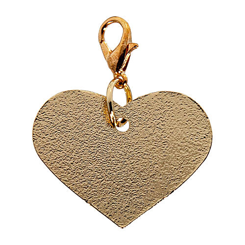 Heart-shaped charm for religious favours, golden zamak, 1x1 in 3