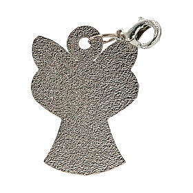 Angel-shaped pendant for Baptism, silver finish, 1.2 in