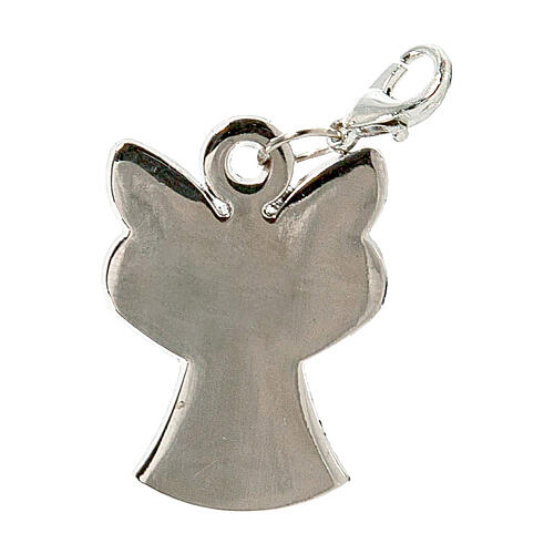 Angel-shaped pendant for Baptism, silver finish, 1.2 in 1