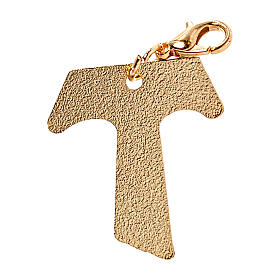 Tau-shaped pendant for Confirmation, golden finish, 1.2 in