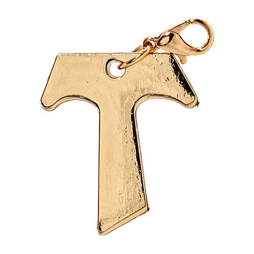 Tau-shaped pendant for Confirmation, golden finish, 1.2 in 1
