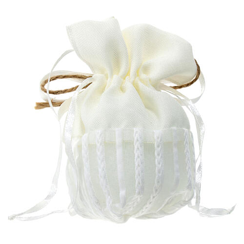 Small ivory cloth bag Tau porcelain favors 10x8 cm 3