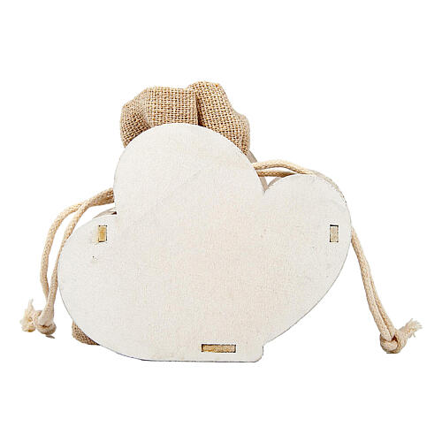 Communion favor bag 2 hearts in jute and wood 3