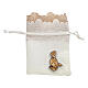 Geschenksäckchen mit Ziehband, Weiß, Holzplakette mit Symbolen der Firmung, 10x8 cm s3