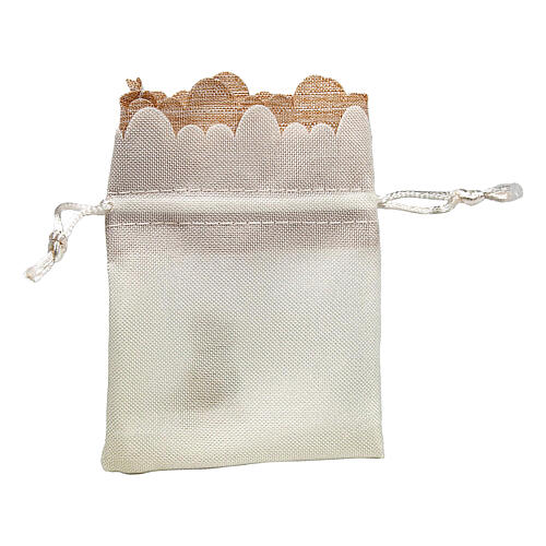 Ivory organza bag with Confirmation symbols 4x3 in 4