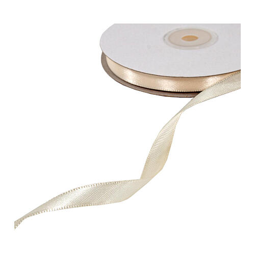 Double satin ivory ribbon for favours 0.4 in 55 yards 2