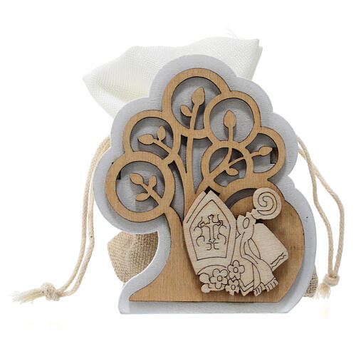 Wooden Tree of life with jute bag and Confirmation symbols 1