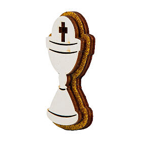White chalice magnet, wooden Communion favour, 2 in