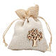 Ivory organza bag with wooden Tree of Life 4x3 in s1