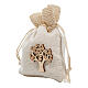 Ivory organza bag with wooden Tree of Life 4x3 in s2