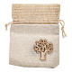 Ivory organza bag with wooden Tree of Life 4x3 in s3