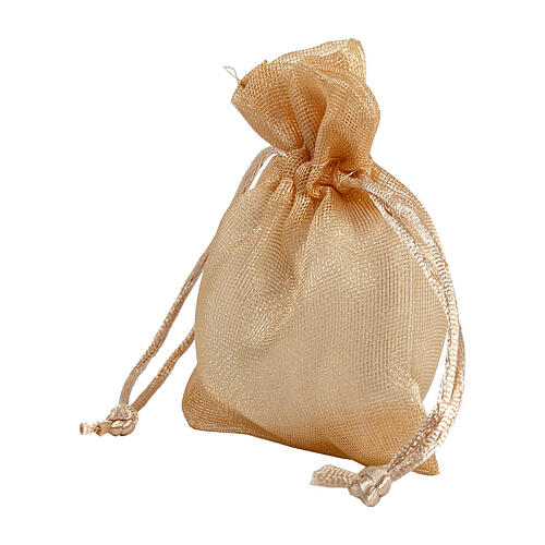 Beige organza bag for favours 4x4 in 3