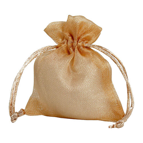 Beige organza bag for favours 4x4 in 4