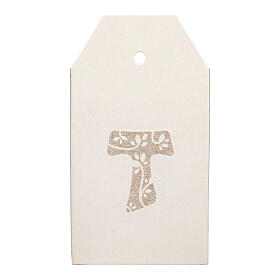 Dove-coloured gift box with Tau cross 3x2x1.5 in