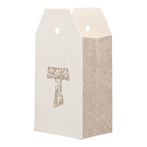 Dove-coloured gift box with Tau cross 3x2x1.5 in 1