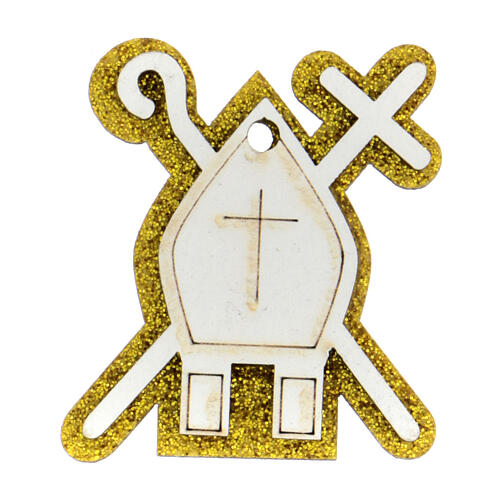 Confirmation favour, white and gold wooden magnet, 1.5x1.5 in 1