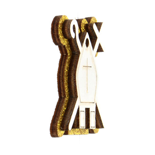 Pamiątka bierzmowania drewno kolor biały i złoty i magnes, 4x4 cm 2