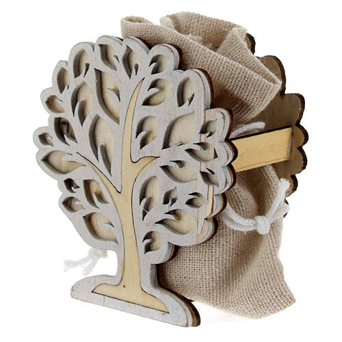 Wooden Tree of life with jute bag different colours 3 in 2