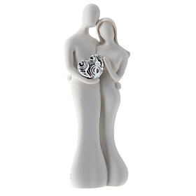 Brautpaar mit silberfarbenem Herz, Statue, 12 cm