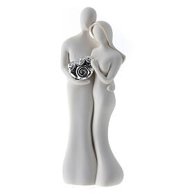 Couple jeunes mariés statuette coeur argenté 12 cm