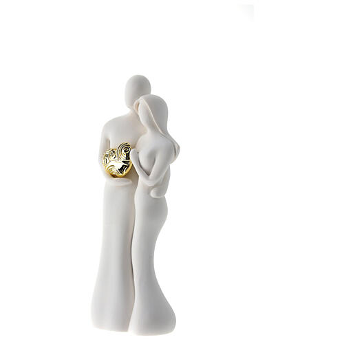 Couple jeunes mariés avec coeur or statuette souvenir 12 cm 2