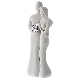 Brautpaar mit silberfarbenem Herz, Statue, 25 cm