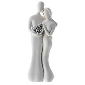 Estatueta casal coração prata 23 cm