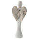 Pamiątka anioł z sercem, dek. zawijasy, żywica biała 12 cm s4