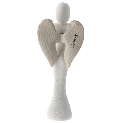 Lembrancinha anjo com coração resina branca bege 12 cm 4