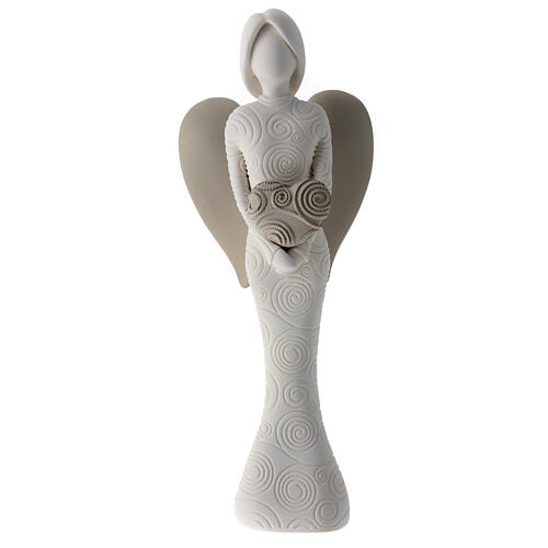 Angelo decorato cuore tortora idea regalo 25 cm 1