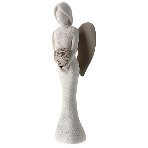 Angelo decorato cuore tortora idea regalo 25 cm 3