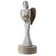 Statuette ange avec base et coeur 25 cm résine blanche et taupe s3