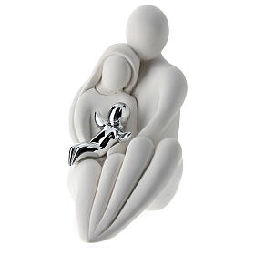 Resin favour, sitting family with silver baby, 4 in