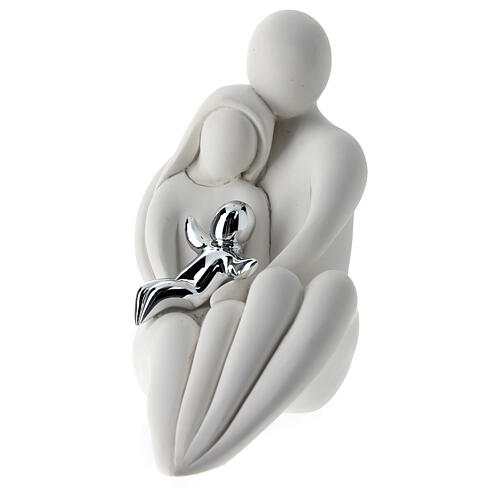 Resin favour, sitting family with silver baby, 4 in 1