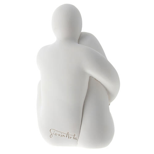 Sitting embraced couple 10 cm turtledove baby resin 4