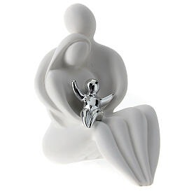 Sitting embraced parents 15 cm silver baby resin