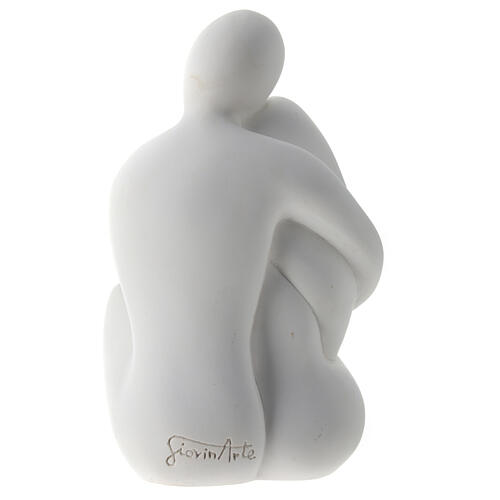 Sitting embraced parents 15 cm silver baby resin 4