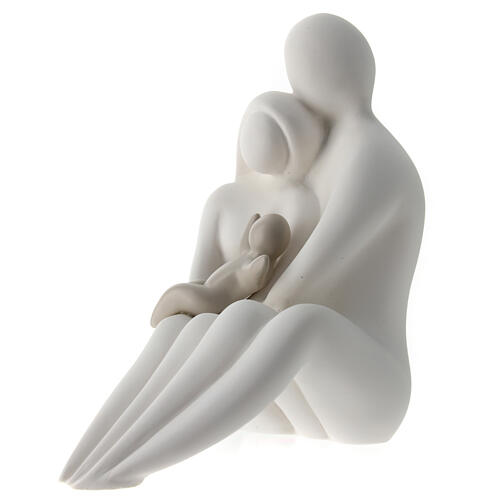 Resin favour, 5.5 in, sitting family with dove-coloured baby 3